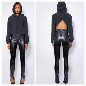 RTA "MAELEE" HIGH-RISE SPLIT BUTTON-HEM FAUX LEATHE‎ RPANTS